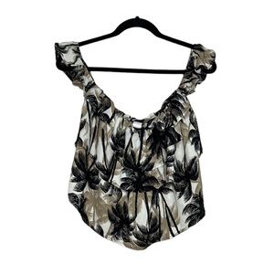 Palm Tree Print Off Shoulder Ruffle top size Small